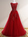 A-Line/Princess Scoop Sleeveless Sweep/Brush Train Applique Tulle Dresses - Prom Dresses