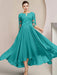 Scoop Neck Tea-Length A-Line Mother of the Bride Princess Dress