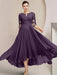 Scoop Neck Tea-Length A-Line Mother of the Bride Princess Dress