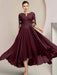 Scoop Neck Tea-Length A-Line Mother of the Bride Princess Dress