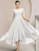 Scoop Neck Tea-Length A-Line Mother of the Bride Princess Dress