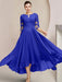 Scoop Neck Tea-Length A-Line Mother of the Bride Princess Dress