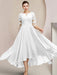 Scoop Neck Tea-Length A-Line Mother of the Bride Princess Dress