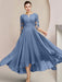 Scoop Neck Tea-Length A-Line Mother of the Bride Princess Dress