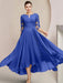 Scoop Neck Tea-Length A-Line Mother of the Bride Princess Dress