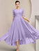 Scoop Neck Tea-Length A-Line Mother of the Bride Princess Dress