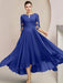 Scoop Neck Tea-Length A-Line Mother of the Bride Princess Dress