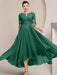 Scoop Neck Tea-Length A-Line Mother of the Bride Princess Dress