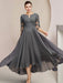 Scoop Neck Tea-Length A-Line Mother of the Bride Princess Dress