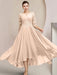 Scoop Neck Tea-Length A-Line Mother of the Bride Princess Dress