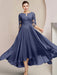Scoop Neck Tea-Length A-Line Mother of the Bride Princess Dress