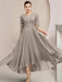 Scoop Neck Tea-Length A-Line Mother of the Bride Princess Dress