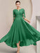 Scoop Neck Tea-Length A-Line Mother of the Bride Princess Dress