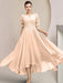 Scoop Neck Tea-Length A-Line Mother of the Bride Princess Dress