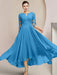 Scoop Neck Tea-Length A-Line Mother of the Bride Princess Dress