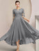 Scoop Neck Tea-Length A-Line Mother of the Bride Princess Dress