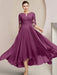 Scoop Neck Tea-Length A-Line Mother of the Bride Princess Dress