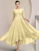 Scoop Neck Tea-Length A-Line Mother of the Bride Princess Dress