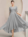 Scoop Neck Tea-Length A-Line Mother of the Bride Princess Dress