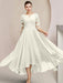 Scoop Neck Tea-Length A-Line Mother of the Bride Princess Dress