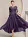 Scoop Neck Tea-Length A-Line Mother of the Bride Princess Dress