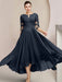 Scoop Neck Tea-Length A-Line Mother of the Bride Princess Dress