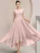 Scoop Neck Tea-Length A-Line Mother of the Bride Princess Dress
