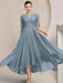 Scoop Neck Tea-Length A-Line Mother of the Bride Princess Dress