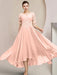 Scoop Neck Tea-Length A-Line Mother of the Bride Princess Dress