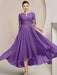 Scoop Neck Tea-Length A-Line Mother of the Bride Princess Dress