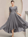 Scoop Neck Tea-Length A-Line Mother of the Bride Princess Dress