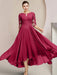 Scoop Neck Tea-Length A-Line Mother of the Bride Princess Dress