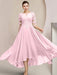 Scoop Neck Tea-Length A-Line Mother of the Bride Princess Dress