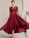 Scoop Neck Tea-Length A-Line Mother of the Bride Princess Dress