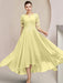 Scoop Neck Tea-Length A-Line Mother of the Bride Princess Dress