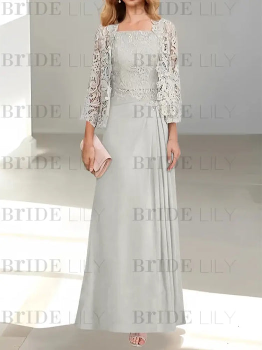 Scoop Neck Two Pieces A-Line Mother of the Bride Dresses with Lace Appliques