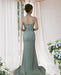 Seafoam Green Spaghetti-Strap Prom Dress with Pleated Slit