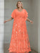 Papaya plus size sequin damask mother of the bride gown with flutter sleeves