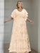 Pearl Pink plus size sequin damask mother of the bride gown with flutter sleeves