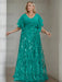 Pool plus size sequin damask mother of the bride gown with flutter sleeves