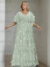Sage plus size sequin damask mother of the bride gown with flutter sleeves