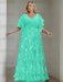 Spa plus size sequin damask mother of the bride gown with flutter sleeves