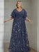 Stormy plus size sequin damask mother of the bride gown with flutter sleeves