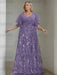 Tahiti plus size sequin damask mother of the bride gown with flutter sleeves