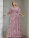 Wisteria plus size sequin damask mother of the bride gown with flutter sleeves