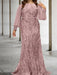 Dusty Pink plus size sequin damask mother of the bride mermaid gown