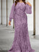 Dusty Purple plus size sequin damask mother of the bride mermaid gown