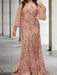 Dusty Rose plus size sequin damask mother of the bride mermaid gown