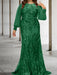 Emerald plus size sequin damask mother of the bride mermaid gown
