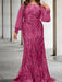 Fuchsia plus size sequin damask mother of the bride mermaid gown